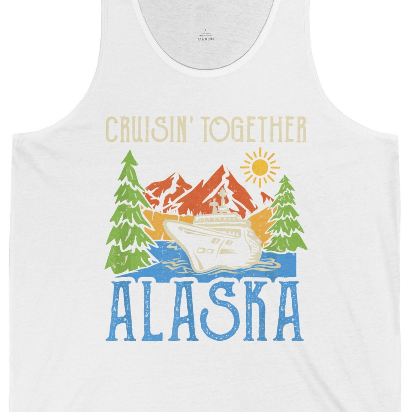 Alaska Cruise Adventure Nature Landscape Retro Family Shirt — Tank Top Tank Top – White – Alaska Cruise Shirts Close Up