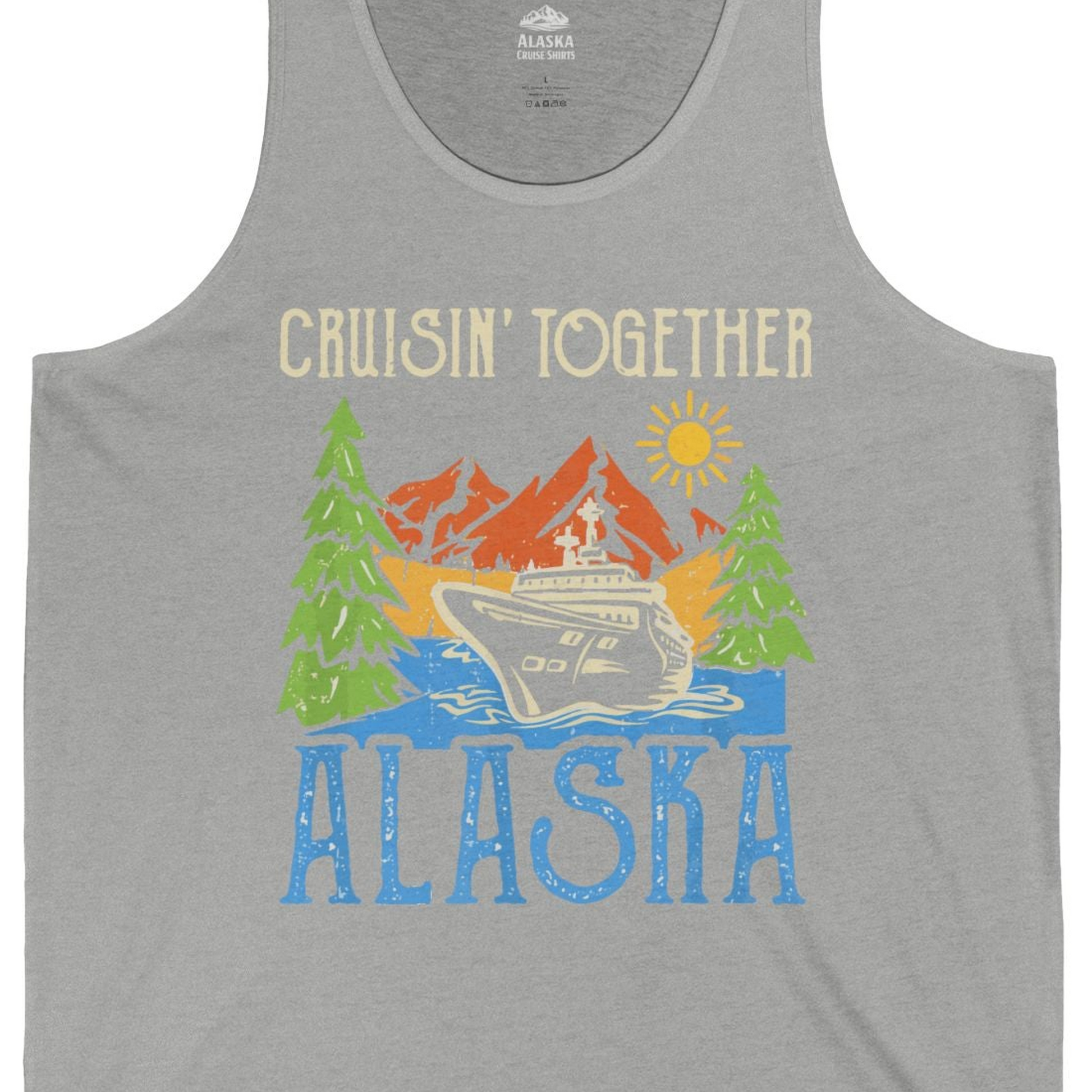 Alaska Cruise Adventure Nature Landscape Retro Family Shirt — Tank Top Tank Top – Athletic Heather – Alaska Cruise Shirts Close Up