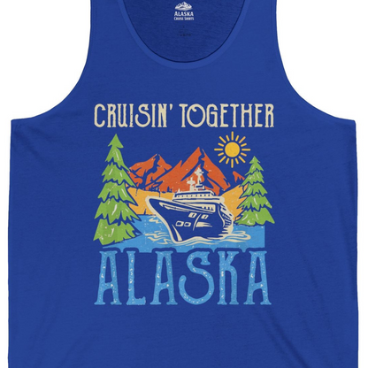 Alaska Cruise Adventure Nature Landscape Retro Family Shirt — Tank Top Tank Top – True Royal – Alaska Cruise Shirts Close Up