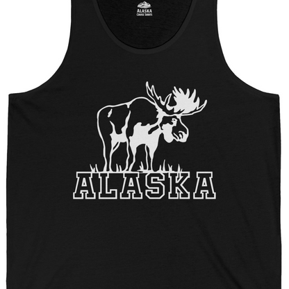 Alaska Moose Silhouette Shirt Tank Top – Black – Alaska Cruise Shirts Close Up