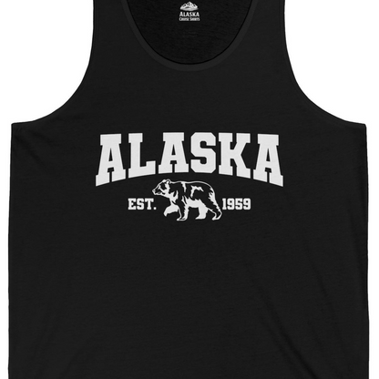 Vintage Alaska Bear Shirt Tank Top – Black – Alaska Cruise Shirts Close Up
