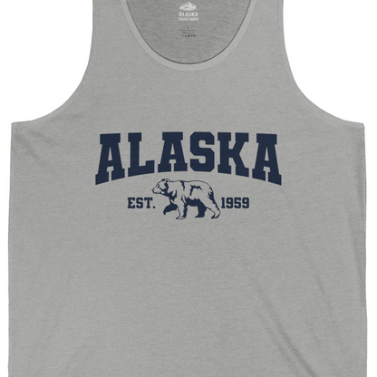 Vintage Alaska Bear Shirt Tank Top – Athletic Heather – Alaska Cruise Shirts Close Up