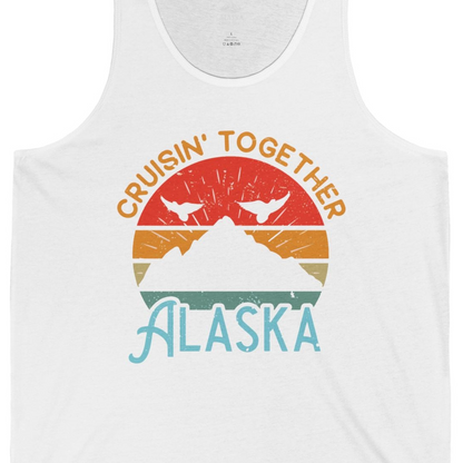 Retro Alaska Cruise Shirt Tank Top – White – Alaska Cruise Shirts Close Up