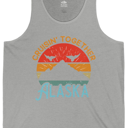 Retro Alaska Cruise Shirt Tank Top – Athletic Heather – Alaska Cruise Shirts Close Up