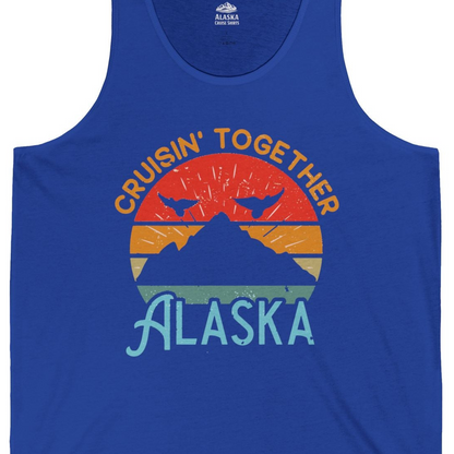 Retro Alaska Cruise Shirt Tank Top – True Royal – Alaska Cruise Shirts Close Up