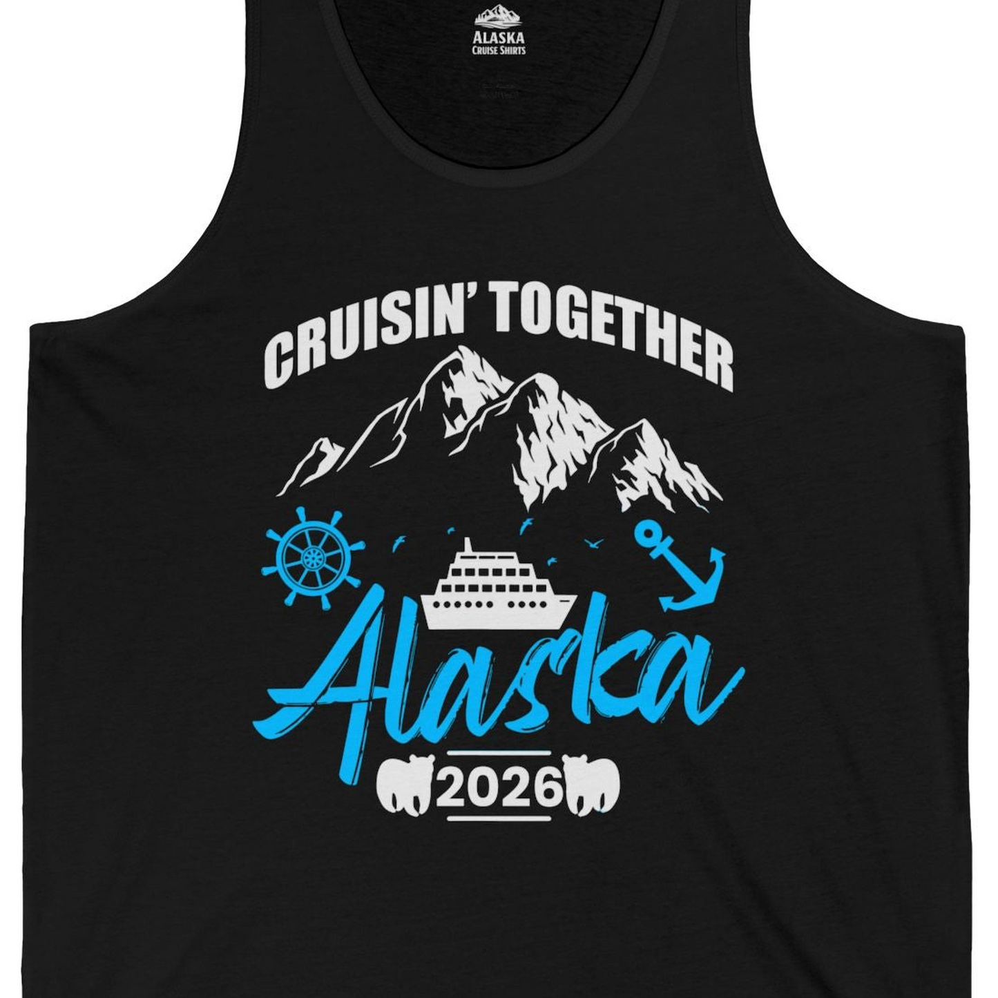 Alaska Cruise Group Adventure Shirt Tank Top – Black – Alaska Cruise Shirts Close Up