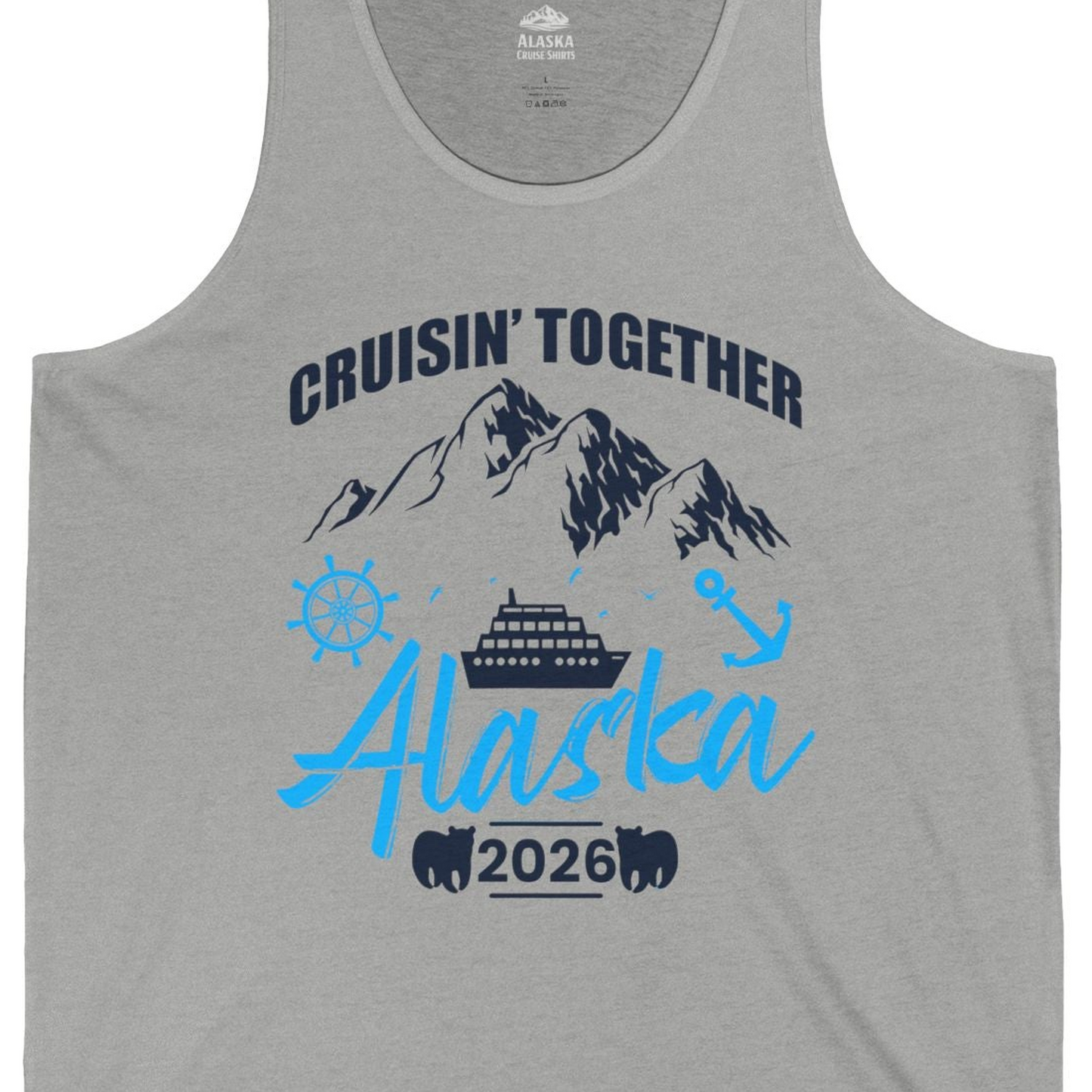 Alaska Cruise Group Adventure Shirt Tank Top – Athletic Heather – Alaska Cruise Shirts Close Up