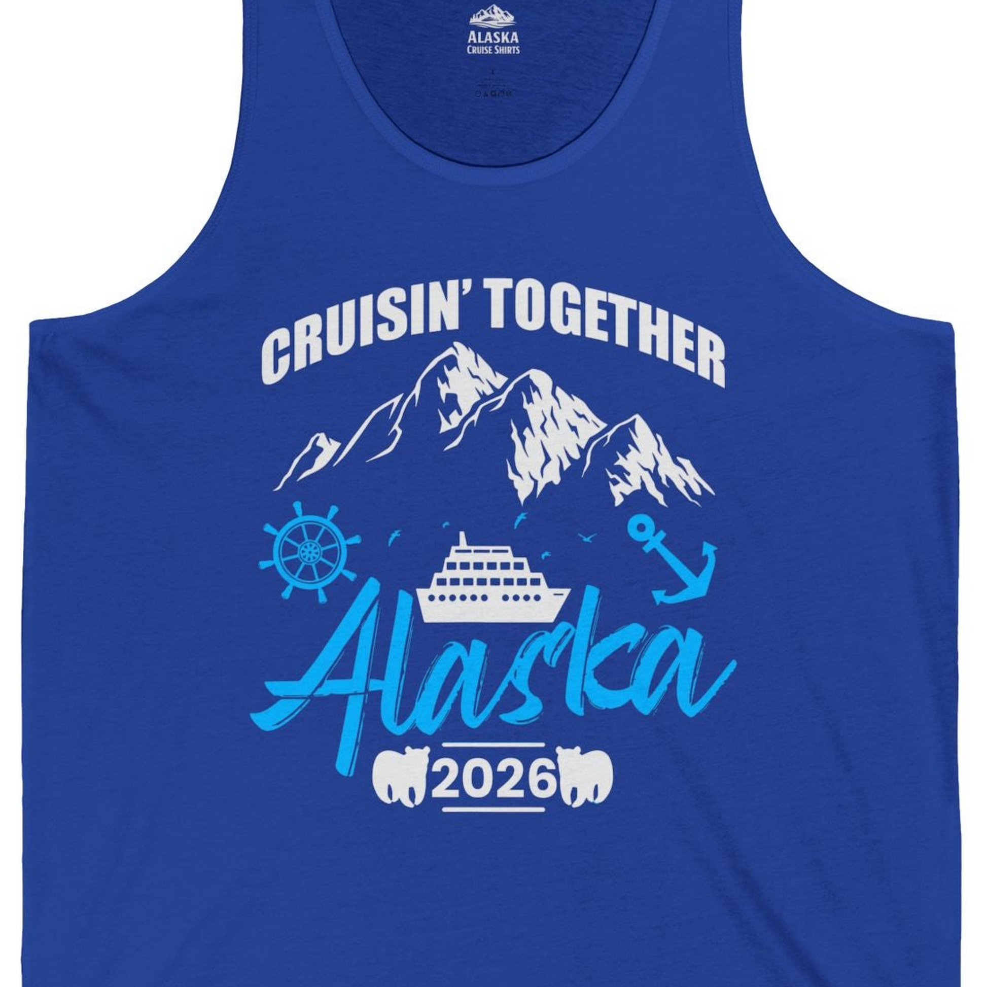 Alaska Cruise Group Adventure Shirt Tank Top – True Royal – Alaska Cruise Shirts Close Up