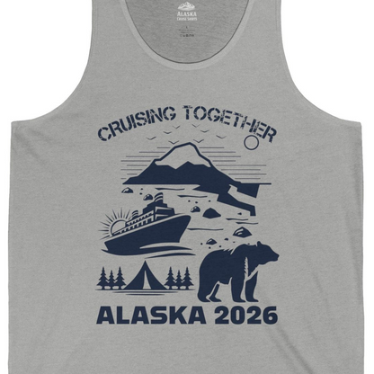 Alaska Cruise 2026 Family Adventure Bear Mountain Nature Shirt — Tank Top Tank Top – Athletic Heather – Alaska Cruise Shirts Close Up