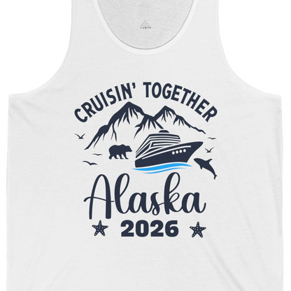 Alaska Cruise Adventure 2026 Shirt Tank Top – White – Alaska Cruise Shirts Close Up