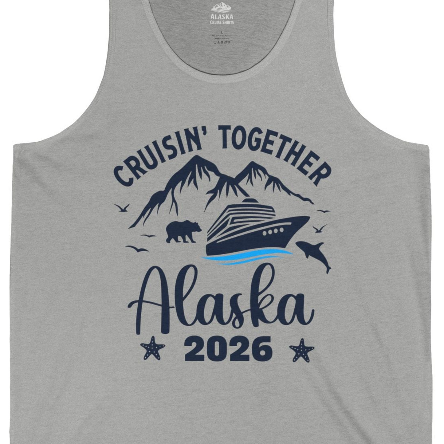 Alaska Cruise Adventure 2026 Shirt Tank Top – Athletic Heather – Alaska Cruise Shirts Close Up