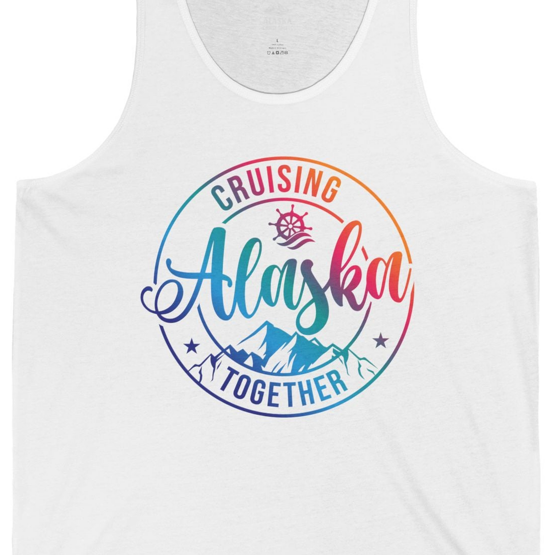 Cruising Alaska Together Shirt Tank Top – White – Alaska Cruise Shirts Close Up