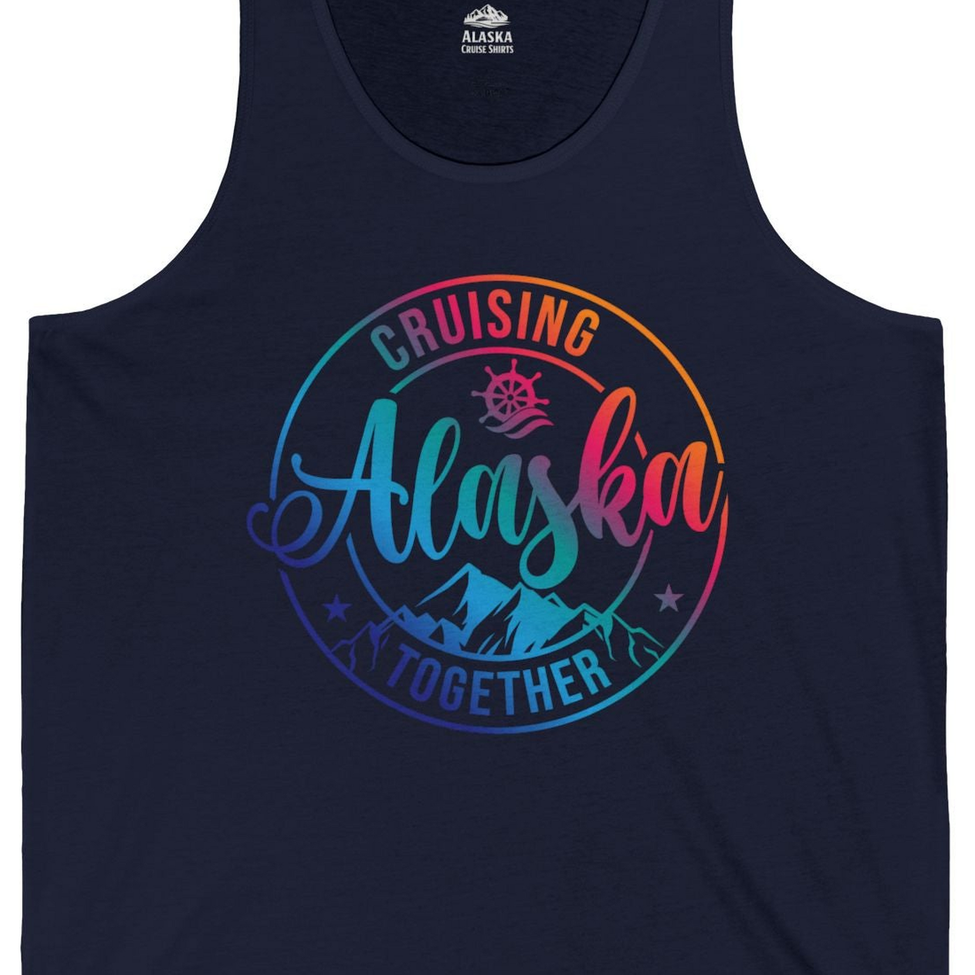 Cruising Alaska Together Shirt Tank Top – Navy – Alaska Cruise Shirts Close Up