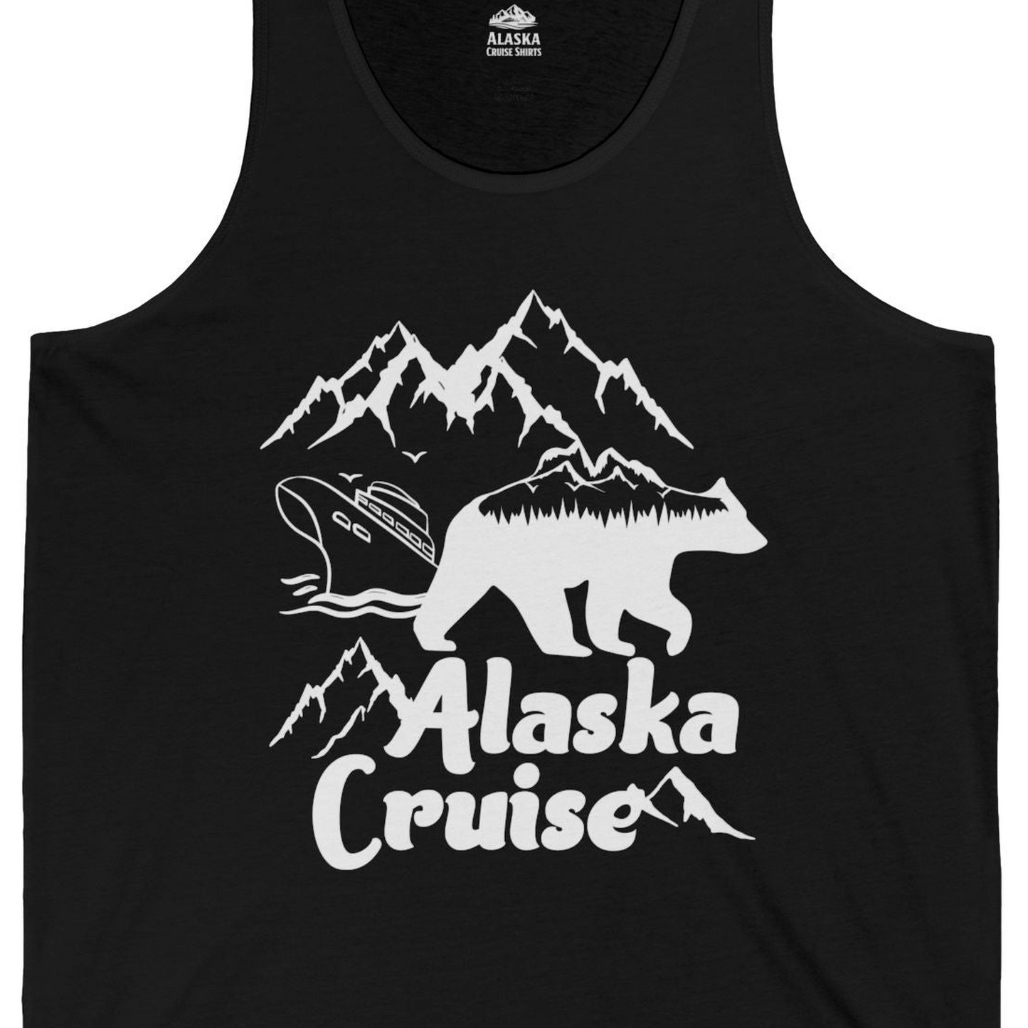 Alaska Cruise Shirt Tank Top – Black – Alaska Cruise Shirts Close Up