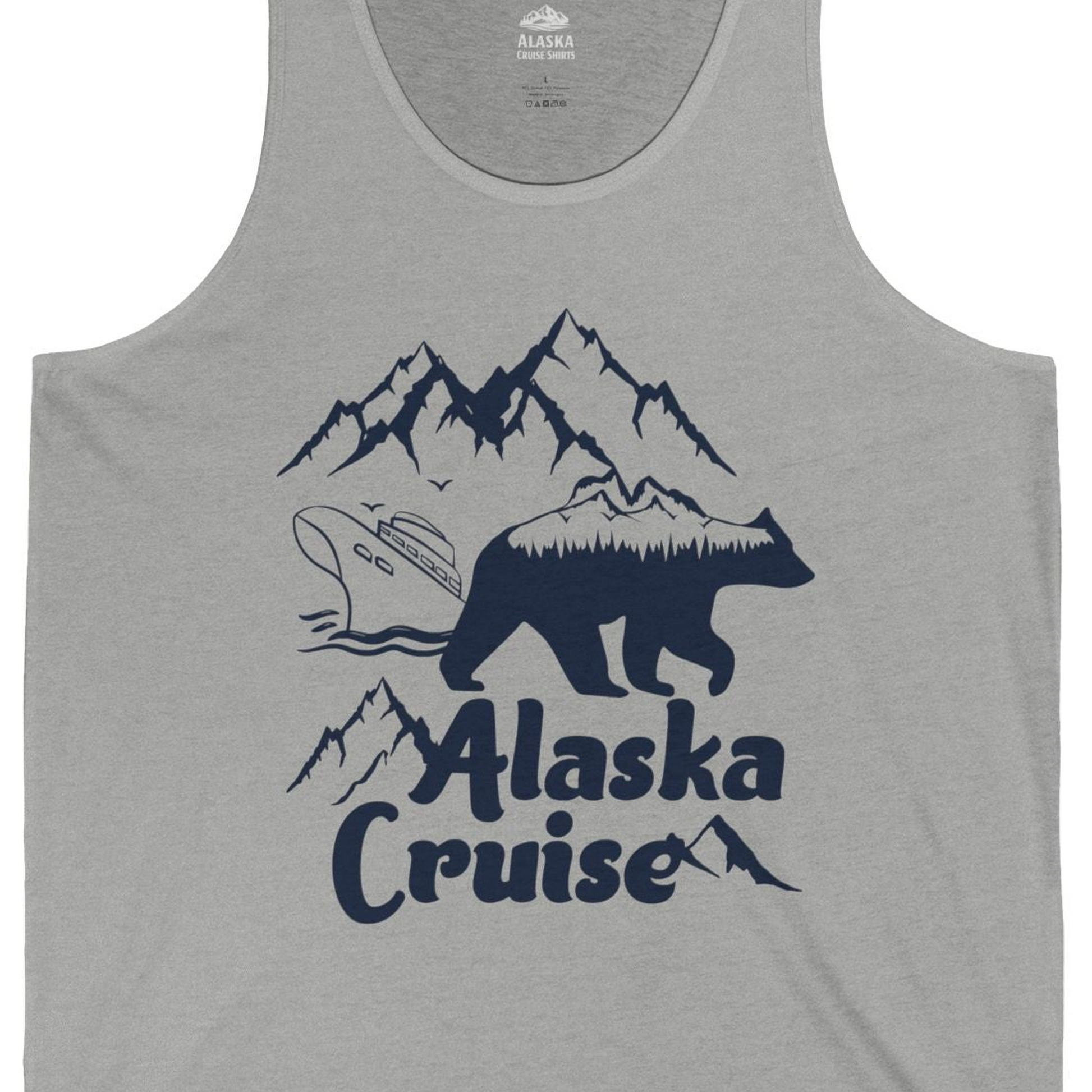 Alaska Cruise Shirt Tank Top – Athletic Heather – Alaska Cruise Shirts Close Up