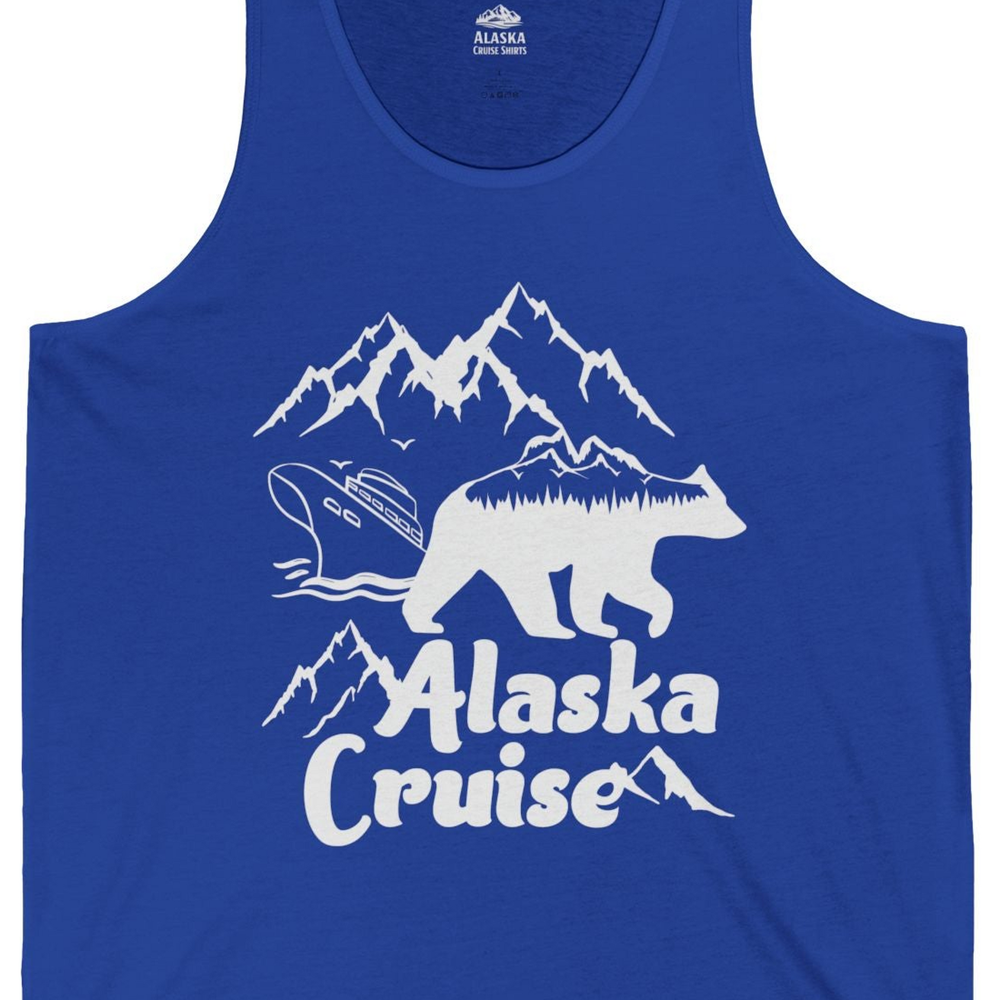 Alaska Cruise Shirt Tank Top – True Royal – Alaska Cruise Shirts Close Up