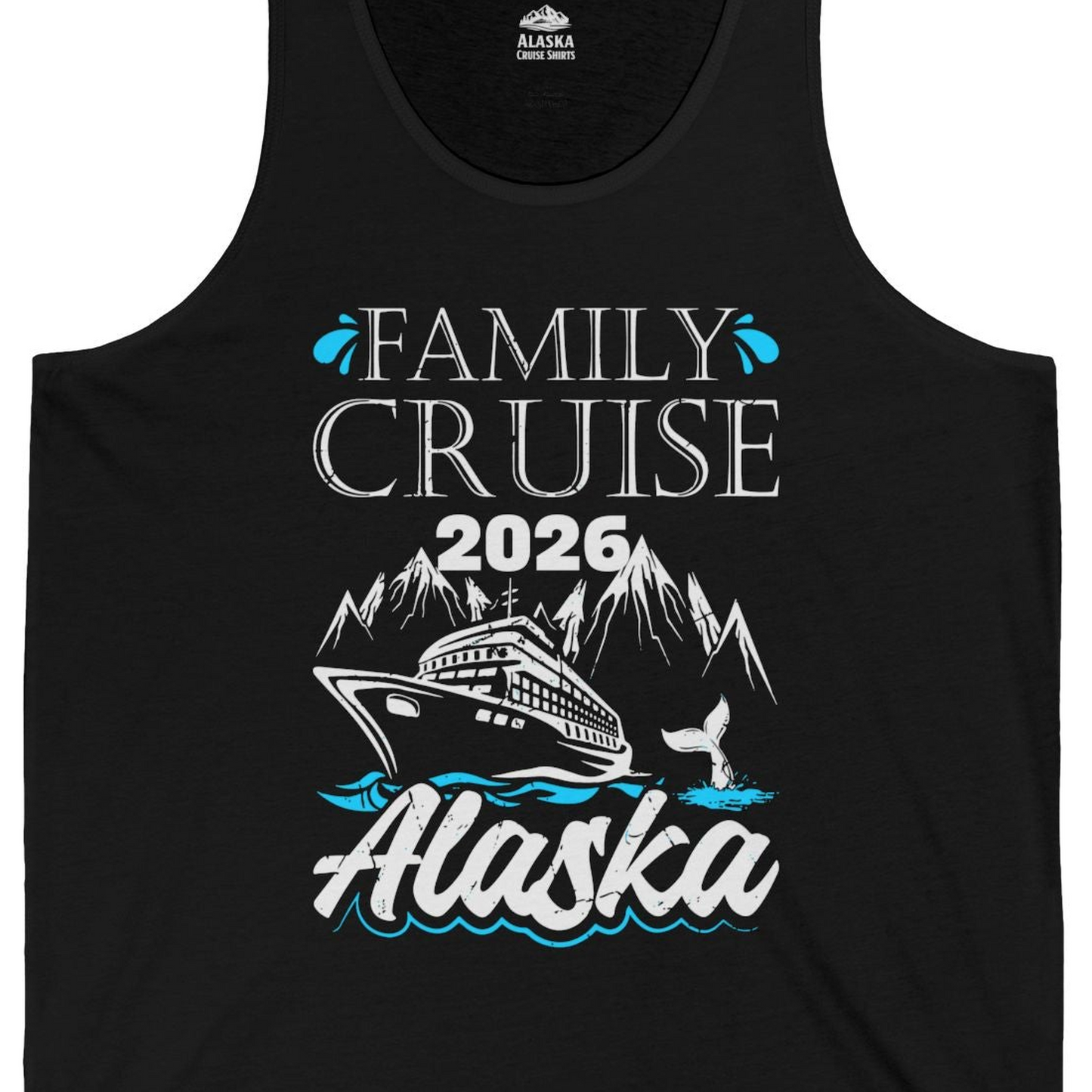 Alaska Family Cruise Shirt Tank Top – Black – Alaska Cruise Shirts Close Up