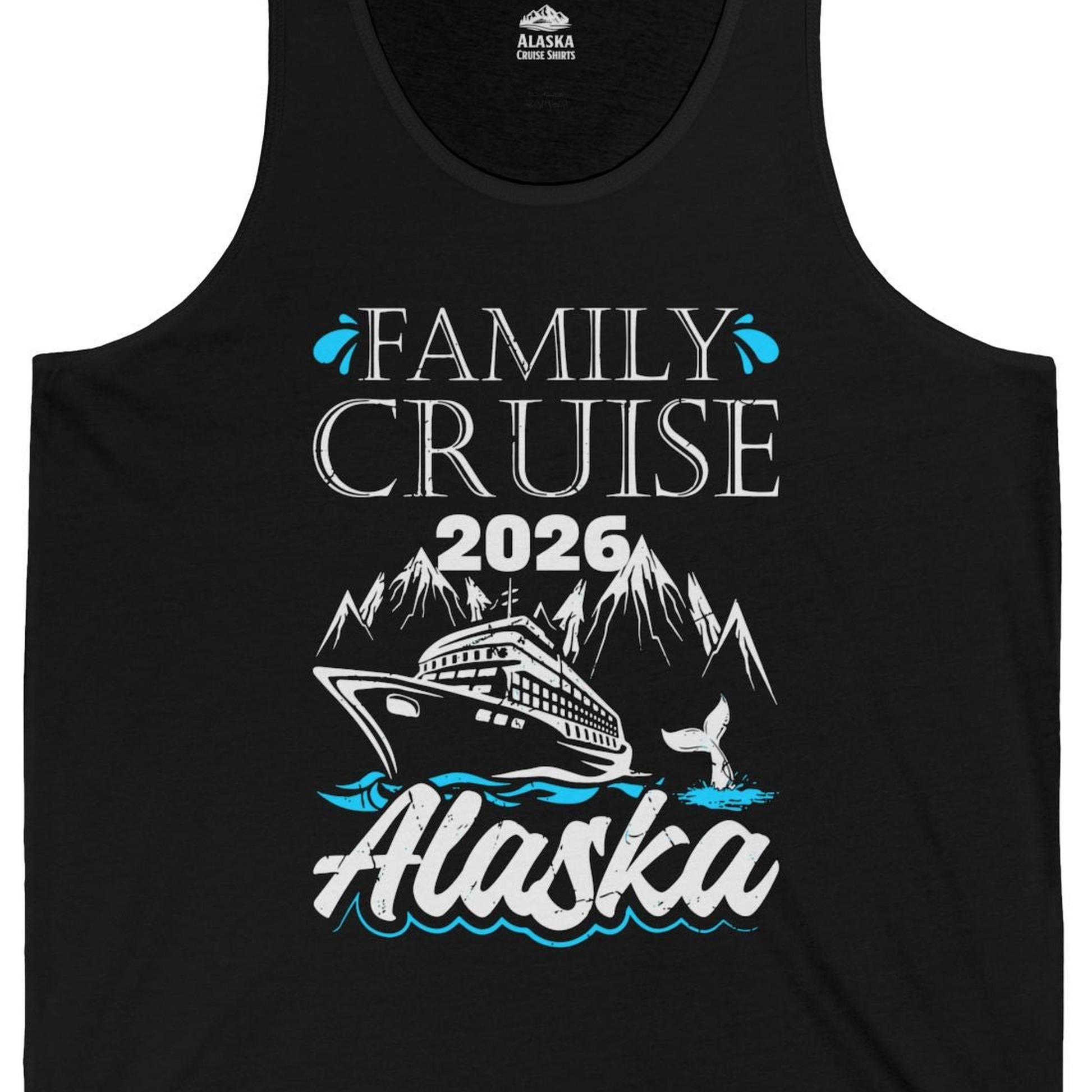 Alaska Family Cruise Shirt Tank Top – Black – Alaska Cruise Shirts Close Up