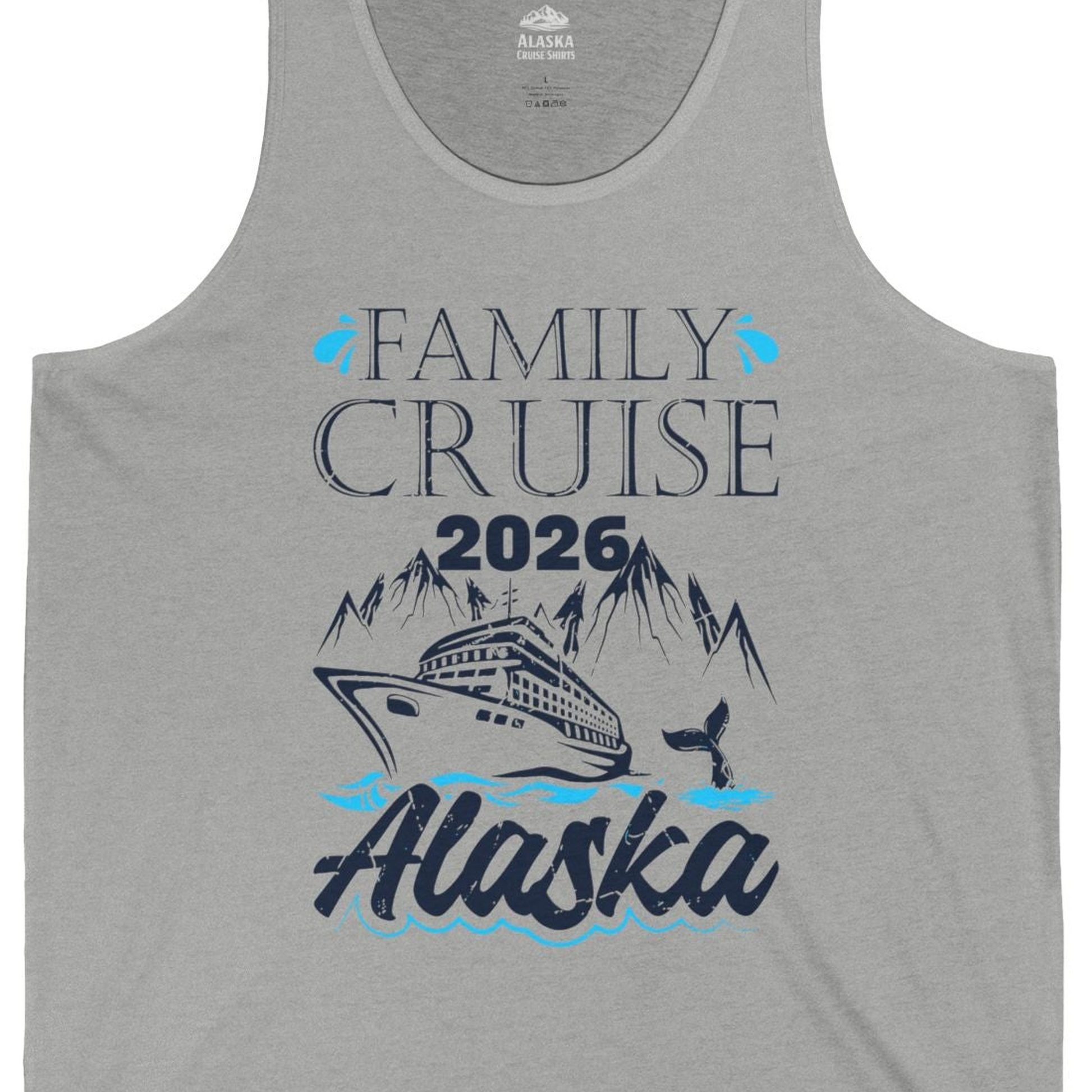 Alaska Family Cruise Shirt Tank Top – Athletic Heather – Alaska Cruise Shirts Close Up