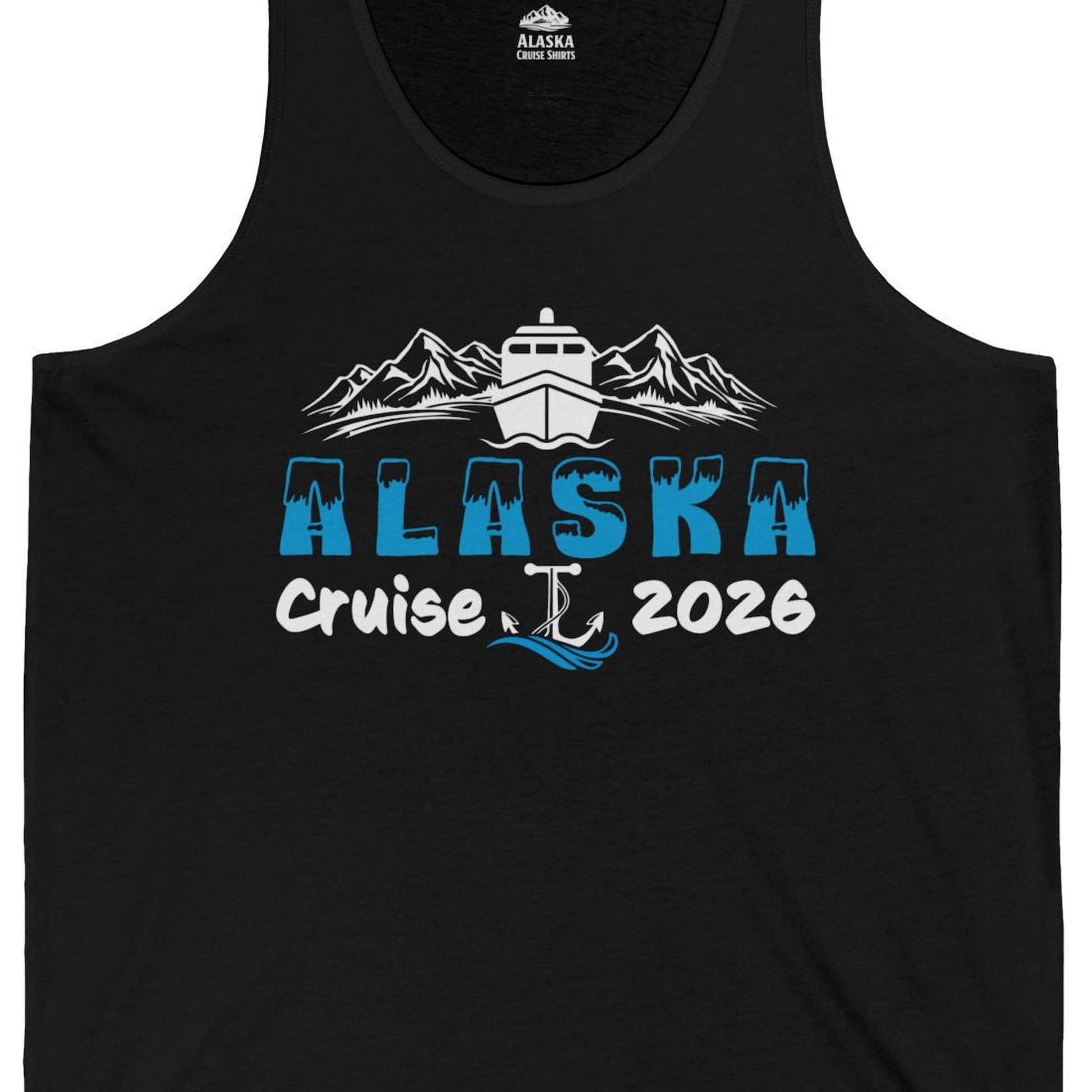 Alaska Cruise 2026 Shirt Tank Top – Black – Alaska Cruise Shirts Close Up
