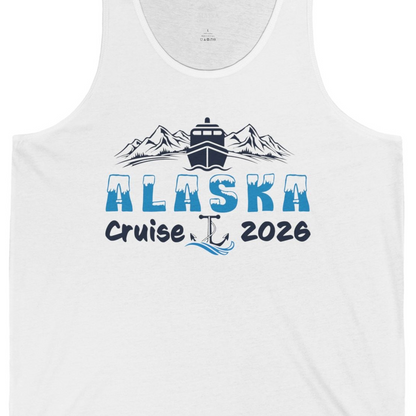 Alaska Cruise 2026 Shirt Tank Top – White – Alaska Cruise Shirts Close Up