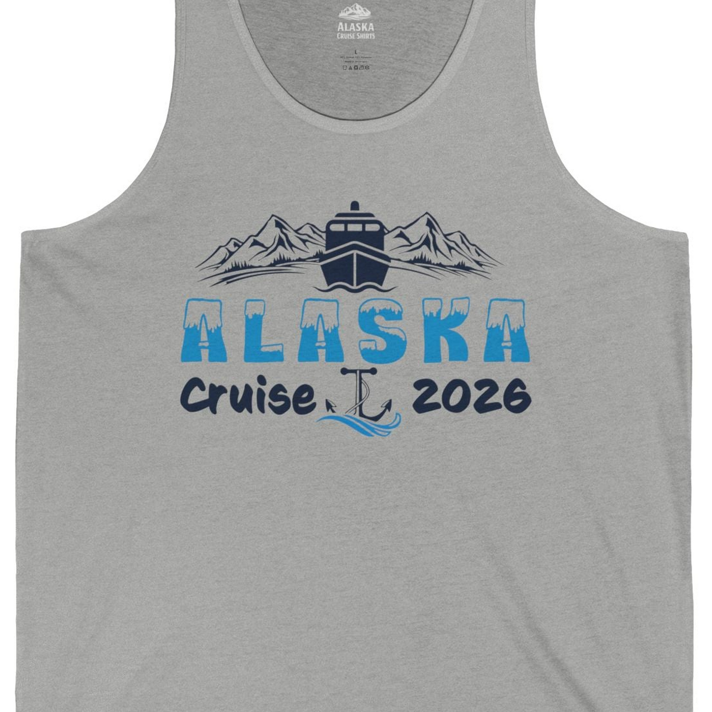 Alaska Cruise 2026 Shirt Tank Top – Athletic Heather – Alaska Cruise Shirts Close Up