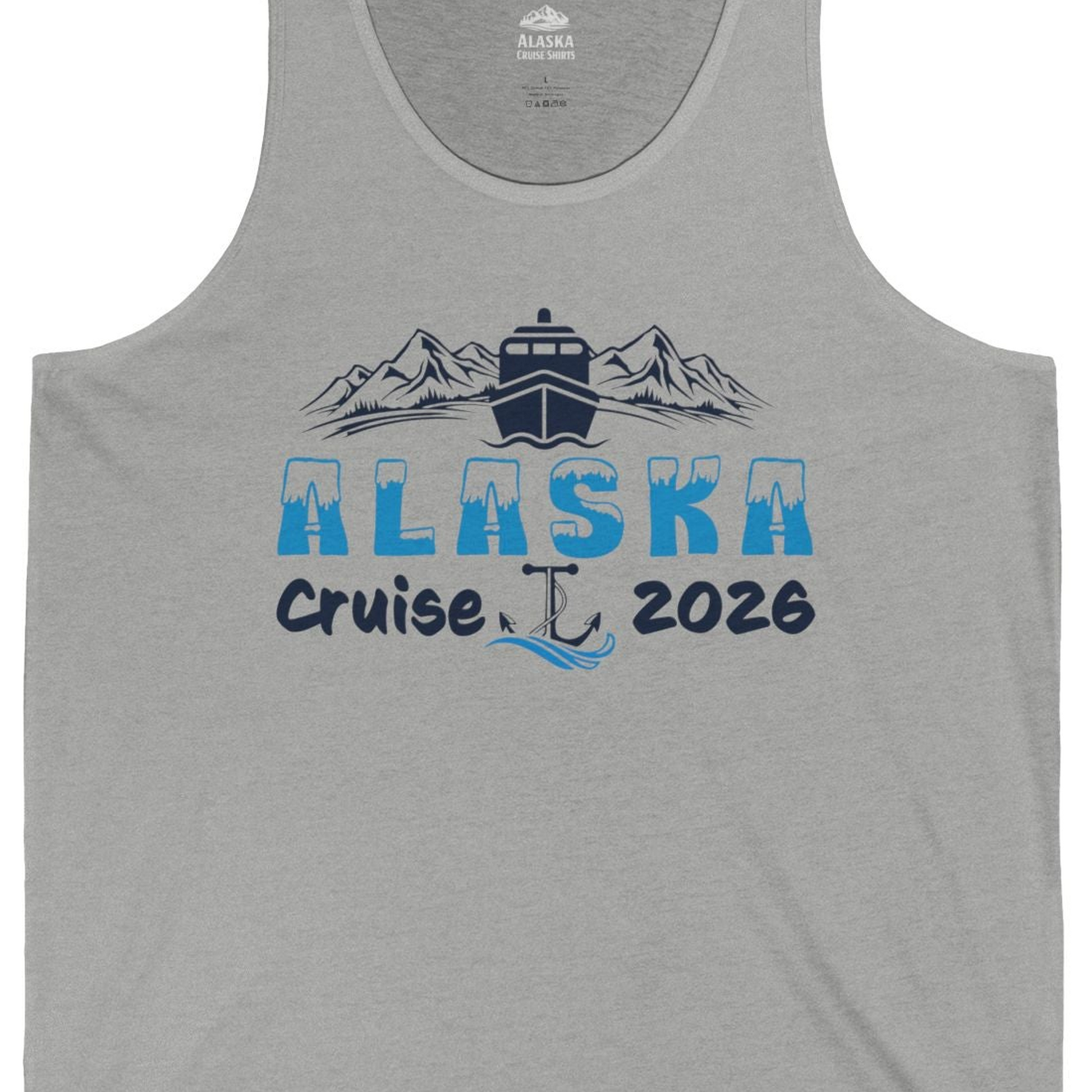 Alaska Cruise 2026 Shirt Tank Top – Athletic Heather – Alaska Cruise Shirts Close Up