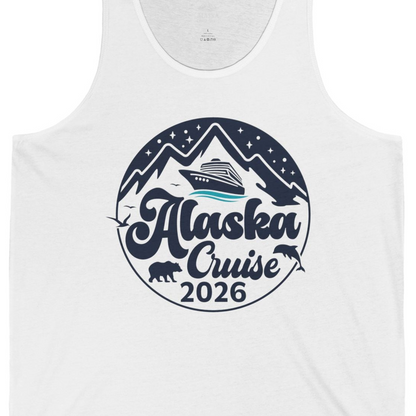 Alaska Cruise 2026 Shirt Tank Top – White – Alaska Cruise Shirts Close Up
