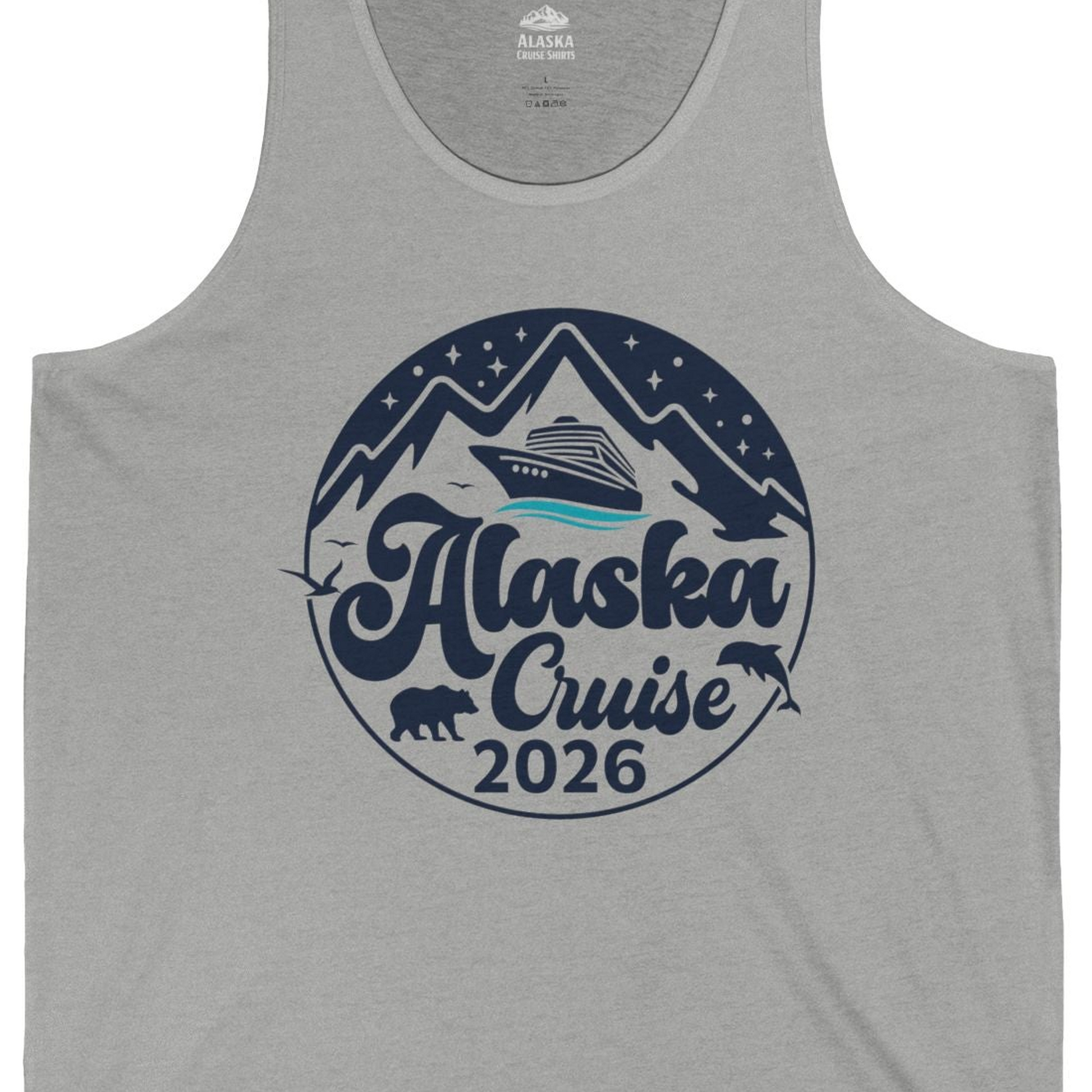Alaska Cruise 2026 Shirt Tank Top – Athletic Heather – Alaska Cruise Shirts Close Up