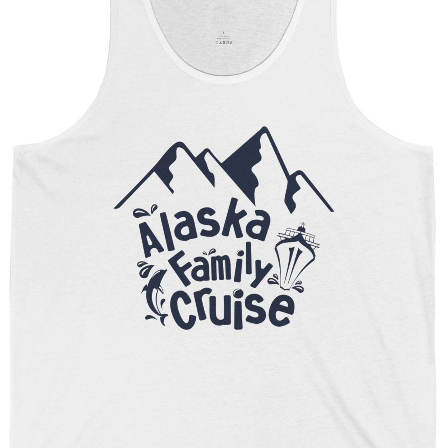 Alaska Family Cruise Adventure Shirt Tank Top – White – Alaska Cruise Shirts Close Up