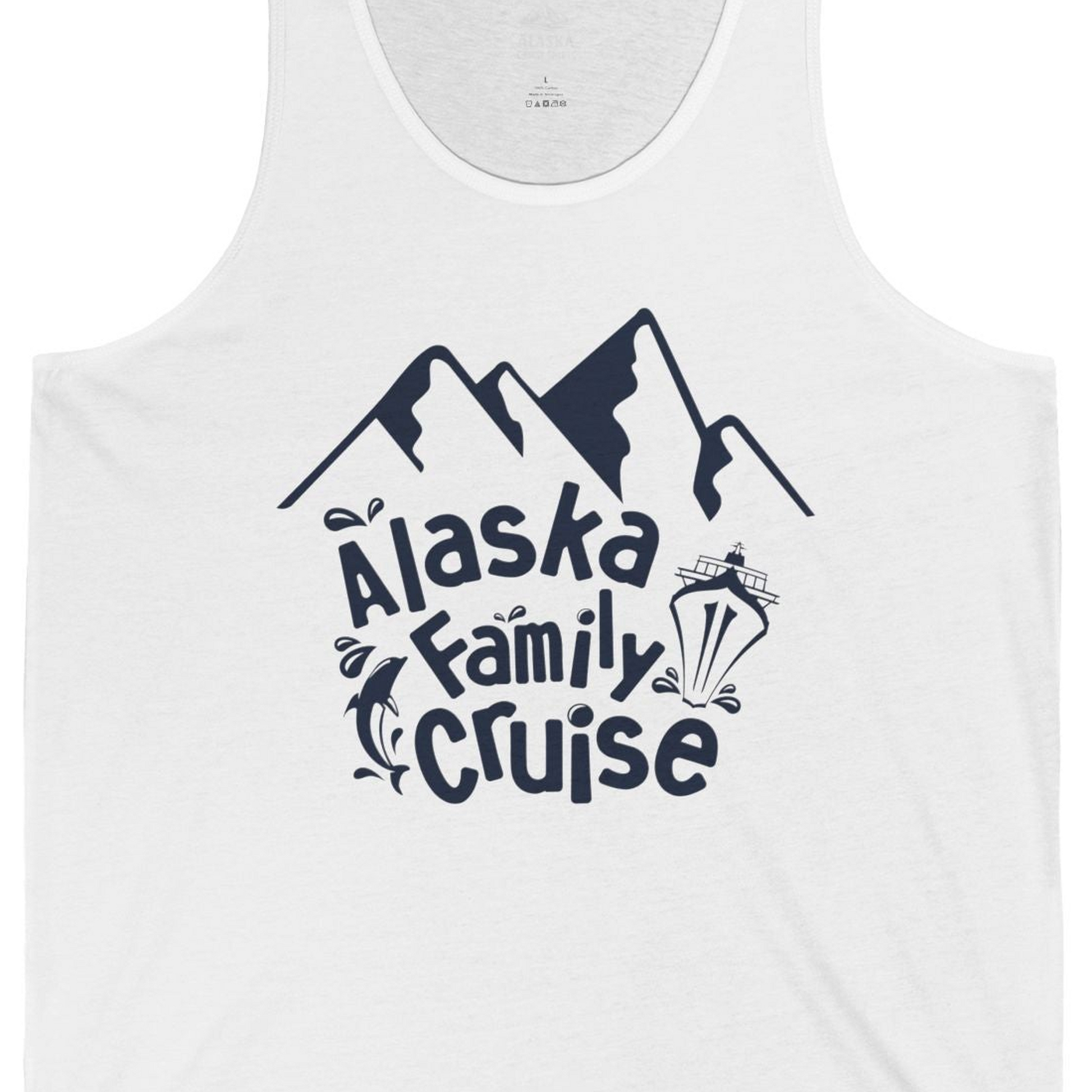Alaska Family Cruise Adventure Shirt Tank Top – White – Alaska Cruise Shirts Close Up