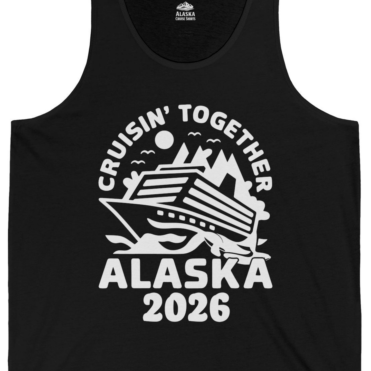 Cruisin Together Alaska Cruise Shirt Tank Top – Black – Alaska Cruise Shirts Close Up