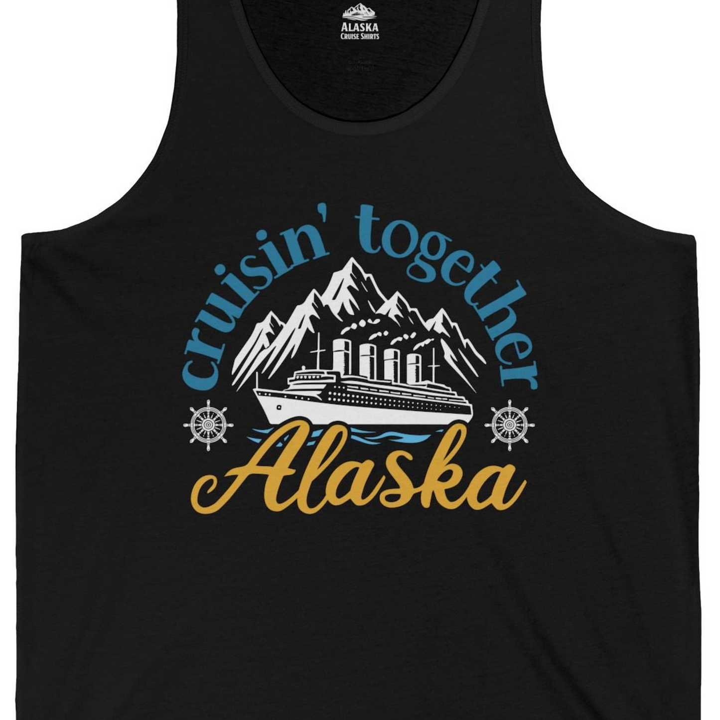 Alaska Cruise Adventure Shirt Tank Top – Black – Alaska Cruise Shirts Close Up