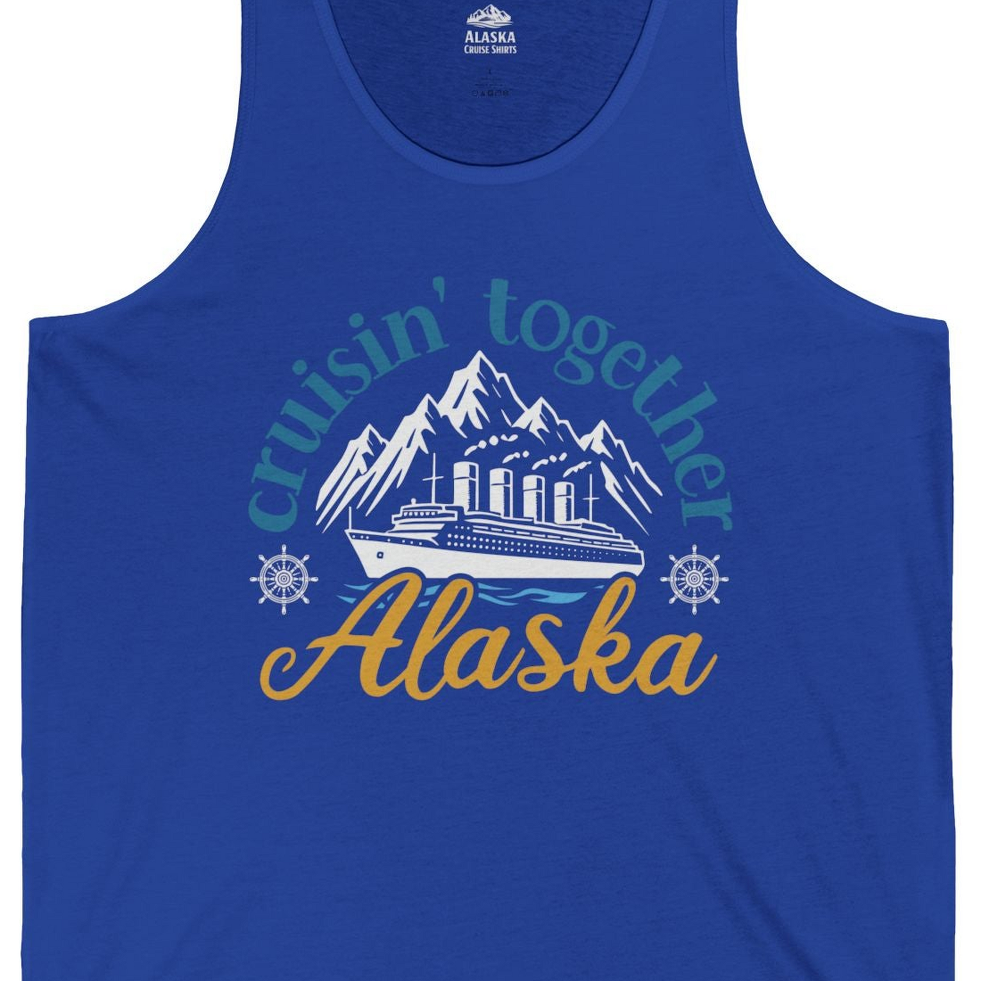Alaska Cruise Adventure Shirt Tank Top – True Royal – Alaska Cruise Shirts Close Up