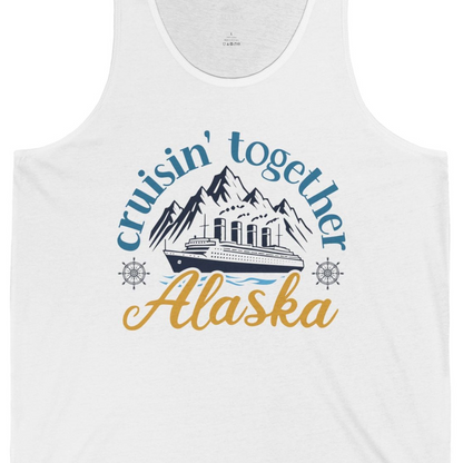 Alaska Cruise Adventure Shirt Tank Top – White – Alaska Cruise Shirts Close Up
