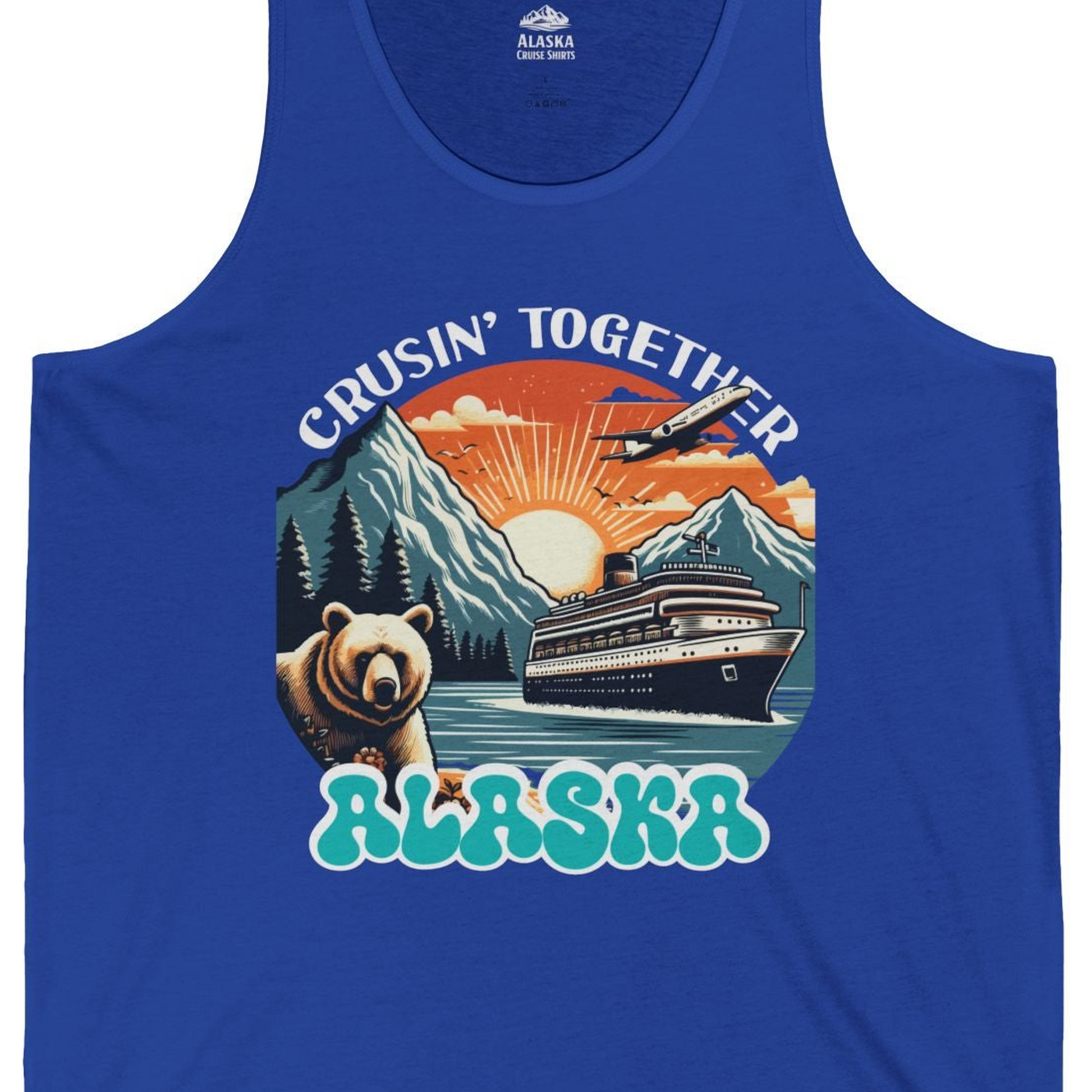 Alaska Cruise Shirt Tank Top – True Royal – Alaska Cruise Shirts Close Up