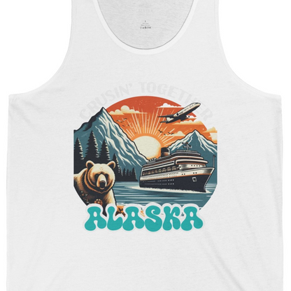 Alaska Cruise Shirt Tank Top – White – Alaska Cruise Shirts Close Up