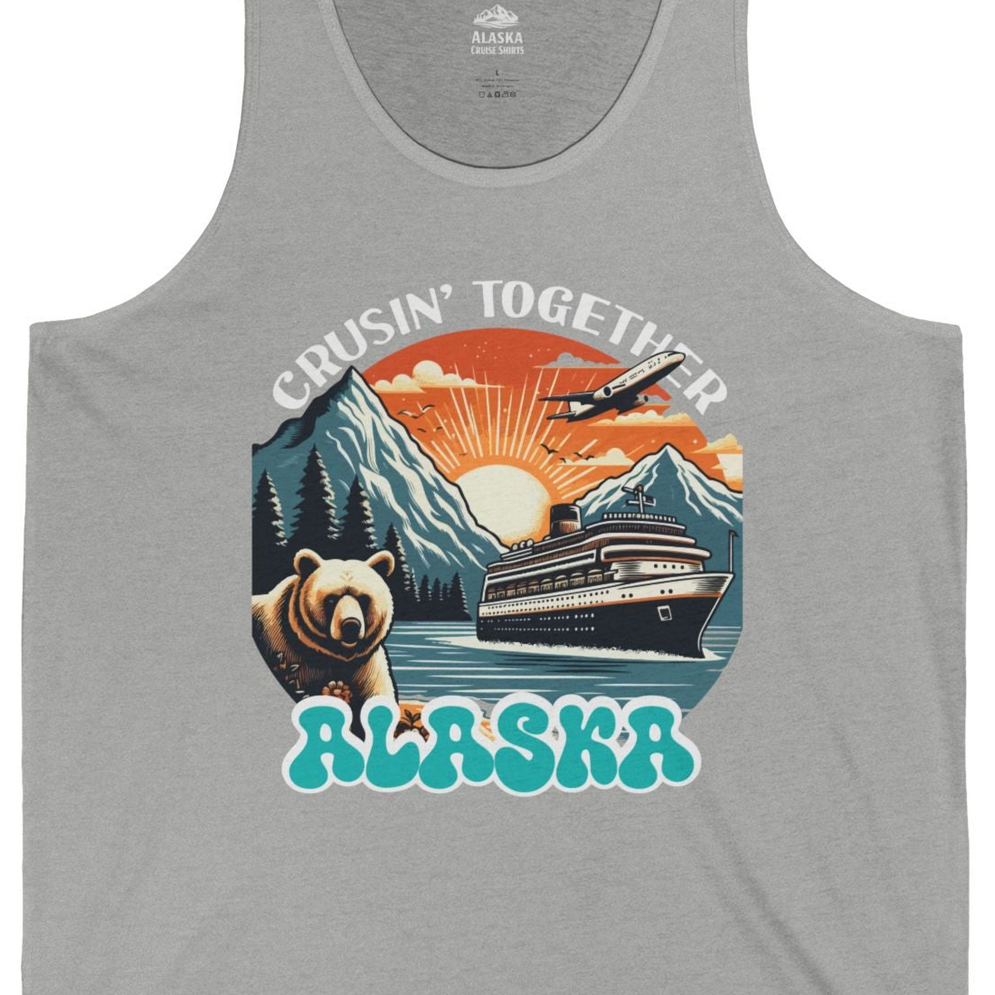 Alaska Cruise Shirt Tank Top – Athletic Heather – Alaska Cruise Shirts Close Up