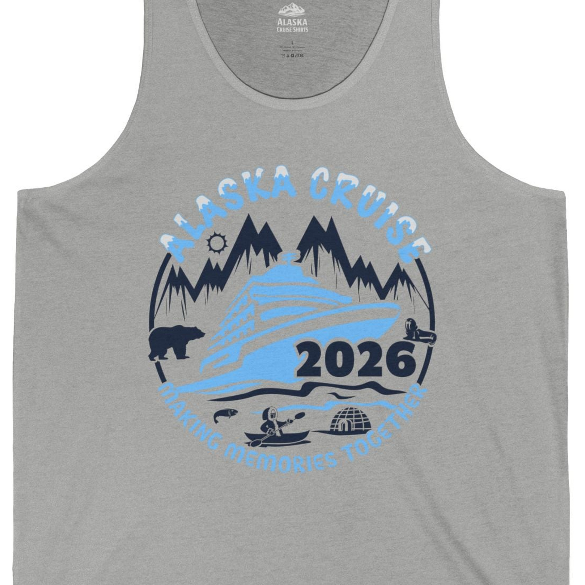 Alaska Cruise 2026 Shirt Tank Top – Athletic Heather – Alaska Cruise Shirts Close Up