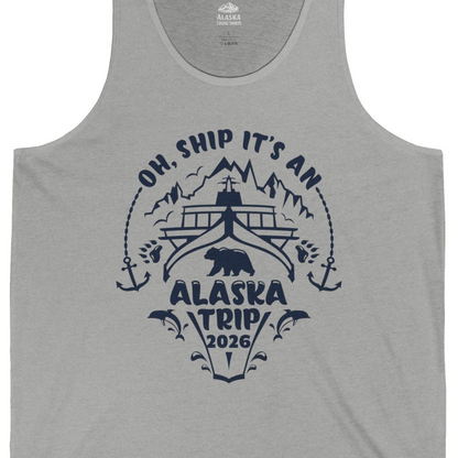 Oh Ship It’s an Alaska Trip 2026 Cruise and Wildlife Shirt — Tank Top Tank Top – Athletic Heather – Alaska Cruise Shirts Close Up