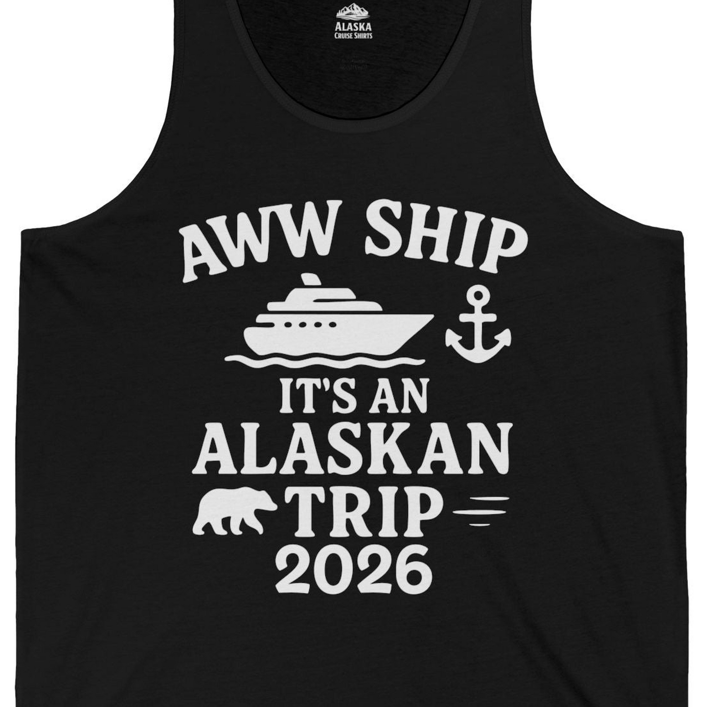 Alaska Cruise Shirt Tank Top – Black – Alaska Cruise Shirts Close Up