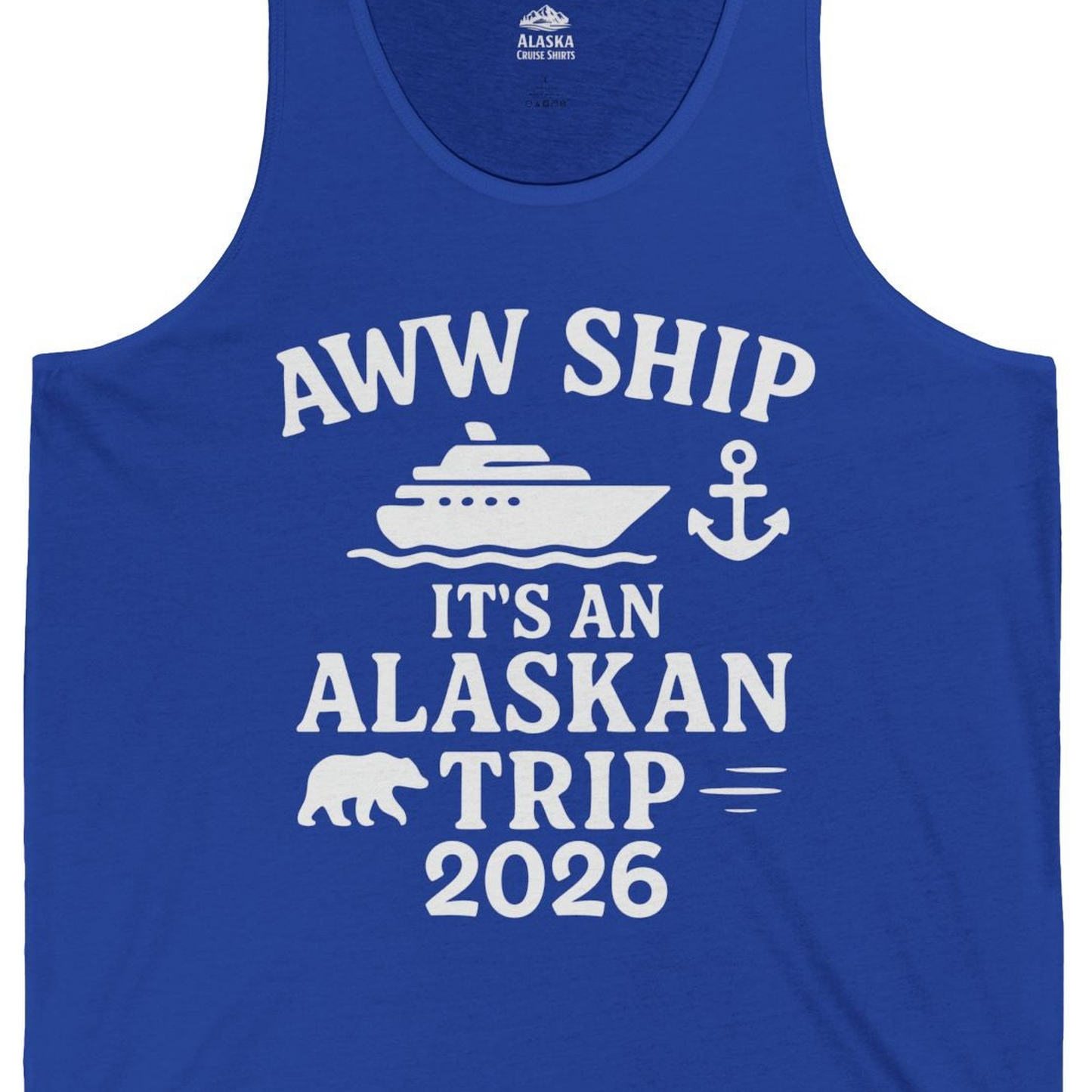 Alaska Cruise Shirt Tank Top – True Royal – Alaska Cruise Shirts Close Up