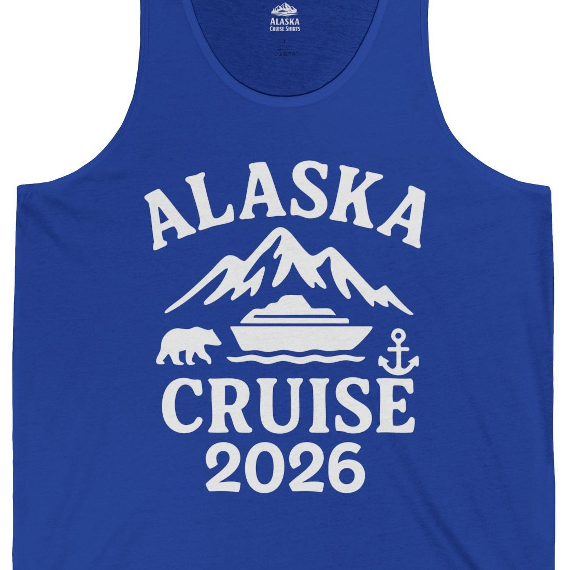 Alaska Cruise 2026 Shirt Tank Top – True Royal – Alaska Cruise Shirts Close Up
