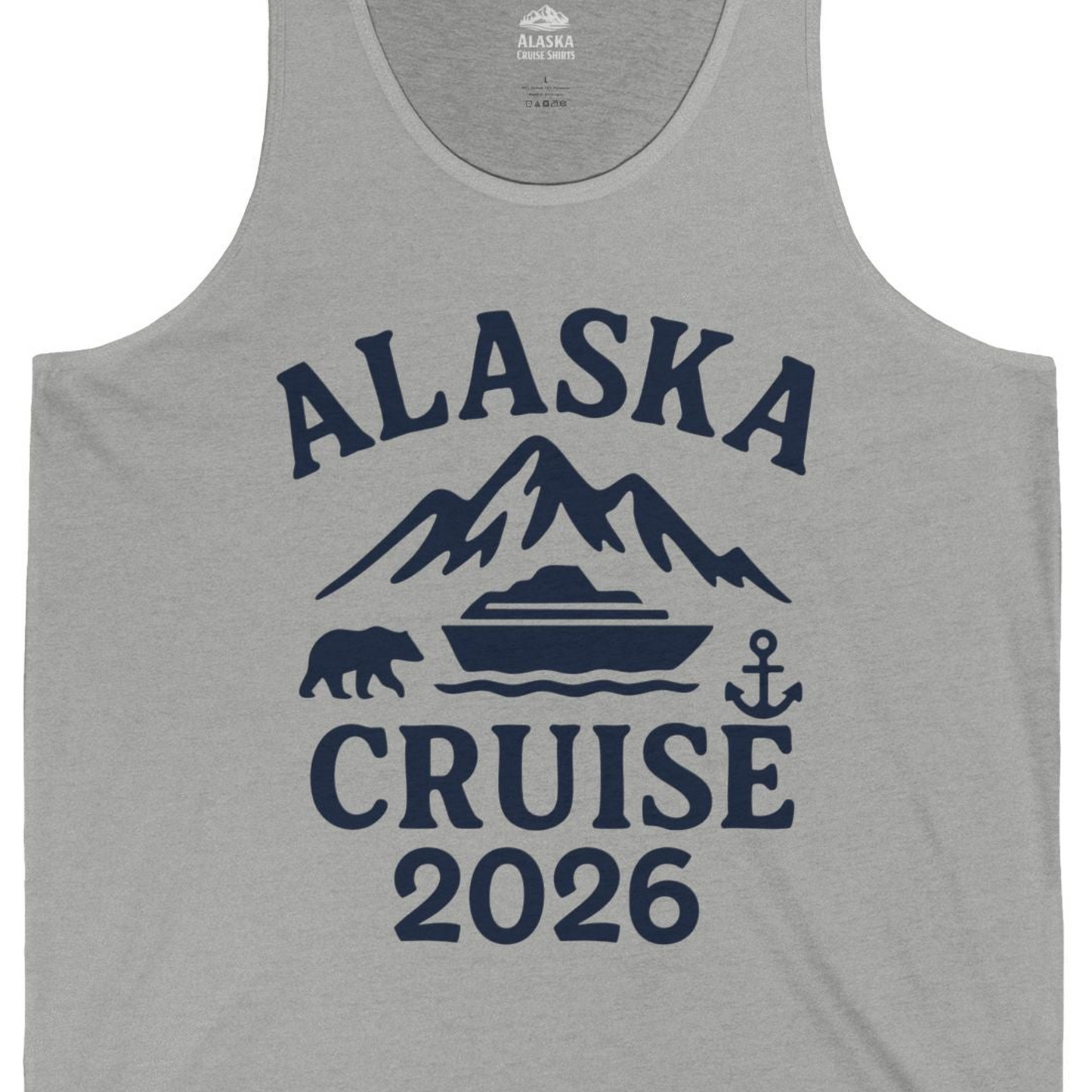 Alaska Cruise 2026 Shirt Tank Top – Athletic Heather – Alaska Cruise Shirts Close Up