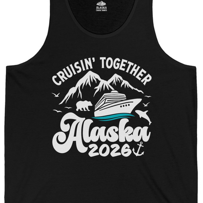 Alaska Cruise Adventure Shirt Tank Top – Black – Alaska Cruise Shirts Close Up