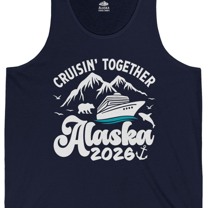 Alaska Cruise Adventure Shirt Tank Top – Navy – Alaska Cruise Shirts Close Up