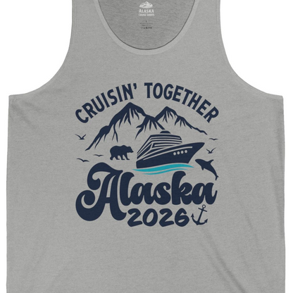 Alaska Cruise Adventure Shirt Tank Top – Athletic Heather – Alaska Cruise Shirts Close Up