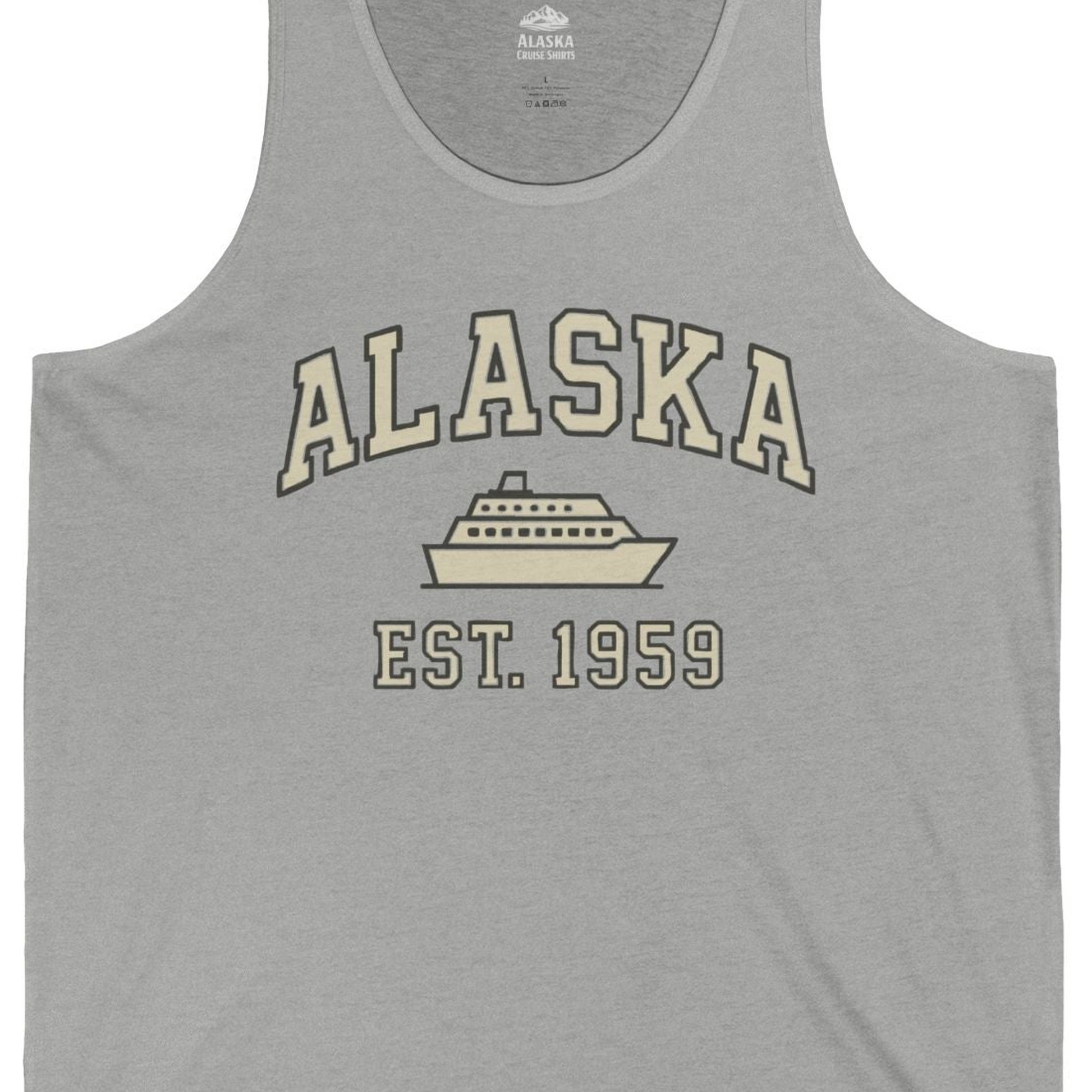 Alaska Cruise Shirt Tank Top – Athletic Heather – Alaska Cruise Shirts Close Up