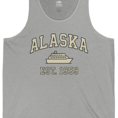 Alaska Cruise Shirt Tank Top – Athletic Heather – Alaska Cruise Shirts Close Up
