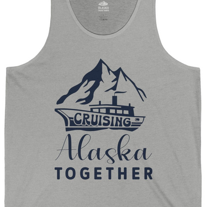 Cruising Alaska Together Mountains and Ship Family Cruise Shirt — Tank Top Tank Top – Athletic Heather – Alaska Cruise Shirts Close Up